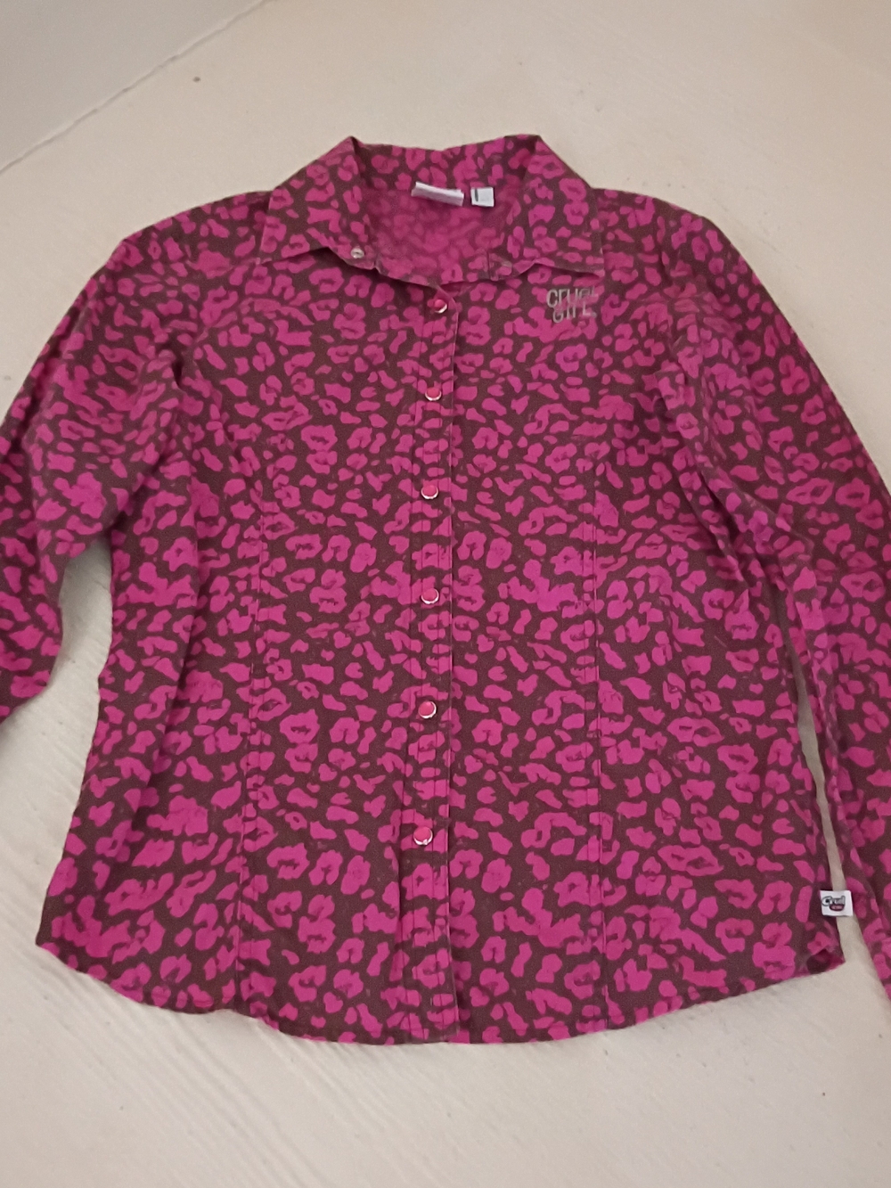 Cruel Girl Pink and Magenta Leopard Print Button-Down Shirt